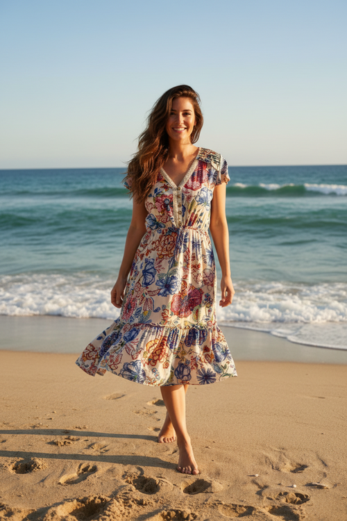 Floral Print Dress - Beach Walk